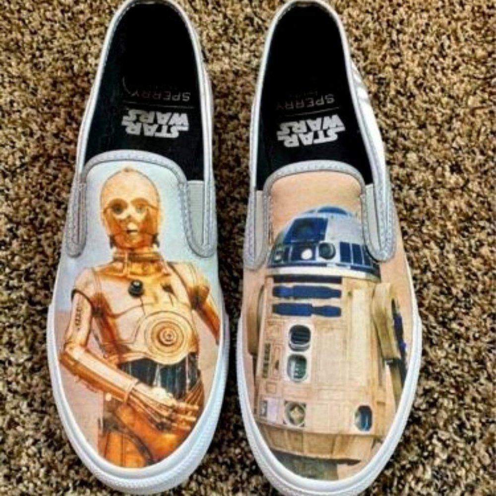 Sperry STAR WARS Slip On Droids R2-D2/C-3PO  Men's 6.5 -Worn ONCE!